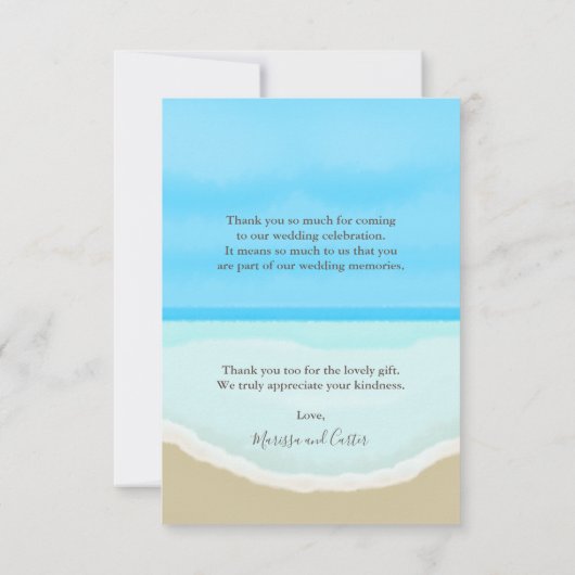 Strand Liefde en Bedankt Bruiloft Dank u (Achterkant)