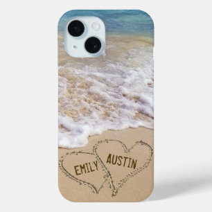 Strand Liefde Harten Met Namen iPhone 15 Case