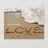 Strand "Liefde in het zand" Save the Date Aankondigingskaart (Voorkant)