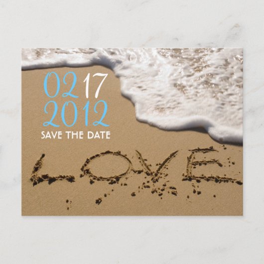 Strand "Liefde in het zand" Save the Date Aankondigingskaart (Voorkant)