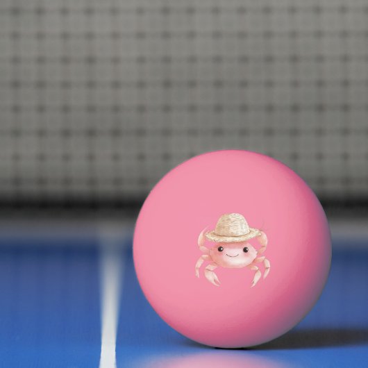 Strand Lieve Roze Lachende Krab met Hoed Pingpongbal (Net)