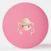 Strand Lieve Roze Lachende Krab met Hoed Pingpongbal (Voorkant)