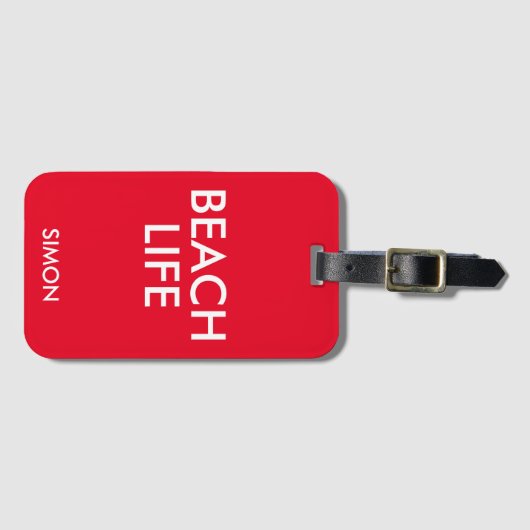 Strand Life Badmeester Gift Rood Bagagelabel (Voorkant (horizontaal))