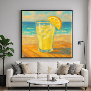 Strand limonade - Pastel Schilderstijl Stilleven Poster