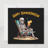 Strand Lounge Skelet Halloween Wenskaart Kaart (Voorkant)