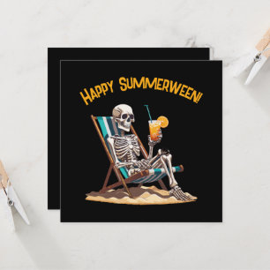 Strand Lounge Skelet Halloween Wenskaart Kaart