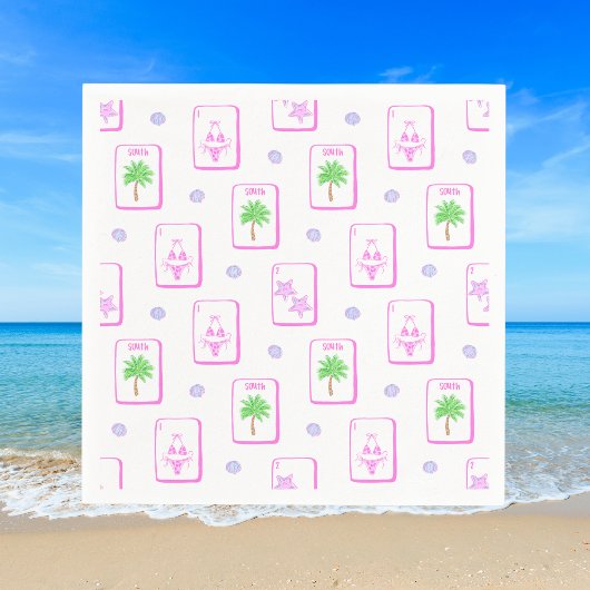 Strand Mahjong Bikini Zeester Palmboom Kust Servet