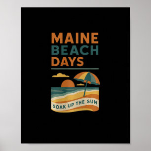 Strand Maine Dagen T-shirt Oceaan Zonsondergang On Poster