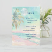 Strand Maneschijn Aquarel Trouwmenu Menu (Staand voorkant)