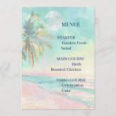 Strand Maneschijn Aquarel Trouwmenu Menu (Voorkant)