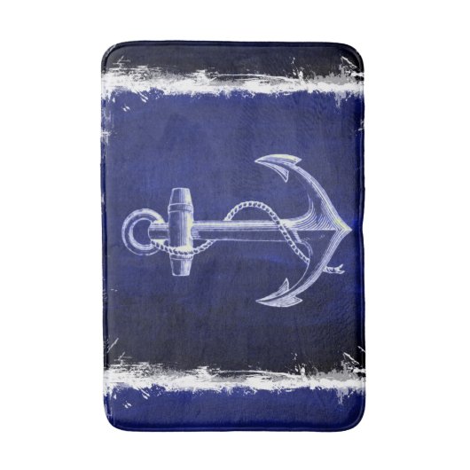 strand - marineblauw kustkust - nautisch anker badmat (Voorkant Verticaal)