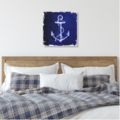 strand - marineblauw kustkust - nautisch anker canvas afdruk (Insitu (Slaapkamer))