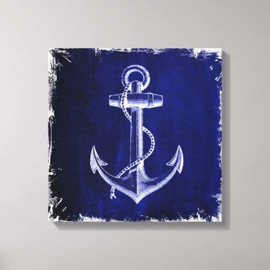 strand - marineblauw kustkust - nautisch anker canvas afdruk (Voorkant)