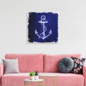 strand - marineblauw kustkust - nautisch anker canvas afdruk (Insitu (Woonkamer))