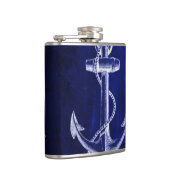 strand - marineblauw kustkust - nautisch anker heupfles (Rechts)