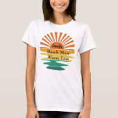 Strand meer zorgen minder citaat retro zon naam t-shirt (Voorkant)