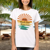 Strand meer zorgen minder citaat retro zon naam t-shirt