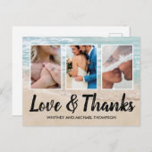 Strand Meerdere Trouwfoto Dank u Briefkaart (Voorkant / Achterkant)