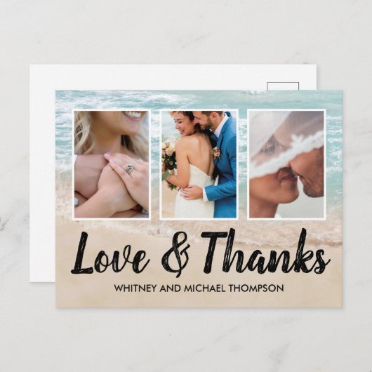 Strand Meerdere Trouwfoto Dank u Briefkaart (Voorkant / Achterkant)