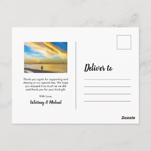 Strand Meerdere Trouwfoto Dank u Briefkaart (Achterkant)