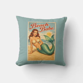Strand Meisje Pin-Up Zeemeermin Retro Kustleven Bl Kussen