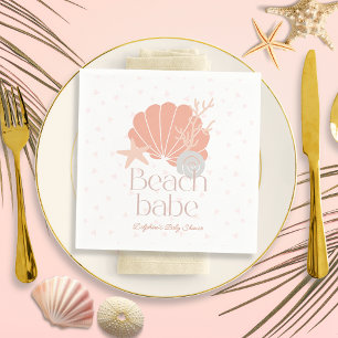 Strand Meisje Roze Zeeschelp Baby Borrel Servet