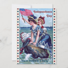  strand meisjes 4 juli feestuitnodiging kaart