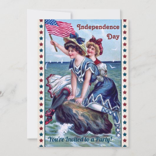 strand meisjes 4 juli feestuitnodiging kaart (Voorkant)