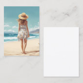 Strand Meisjes Zomer Strand Achtergrond Visitekaartje (Voorkant / Achterkant)