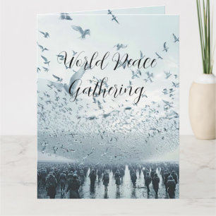 Strand menigte vrede duif foto kaart