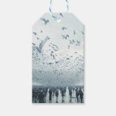 Strand menigte vredesduif foto cadeaulabel (Voorkant)