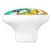 Strand met een Comic Book Pop Art Vibe Keramische Knop (Zijkant)