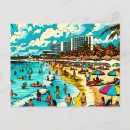 Strand met een Pop Art Vibe Briefkaart