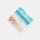 Strand met harten op het zand servet (Hoek)