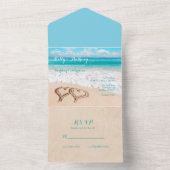 Strand met harten op het Zandhuwelijk All In One Uitnodiging (Binnen)