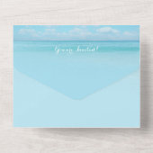 Strand met harten op het Zandhuwelijk All In One Uitnodiging (Achterkant)