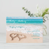 Strand met harten op het Zandhuwelijk Kaart (Staand voorkant)