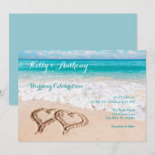 Strand met harten op het Zandhuwelijk Kaart (Voorkant / Achterkant)