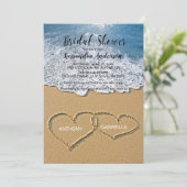 Strand met hartjes in het Vrijgezellenfeest Kaart (Staand voorkant)