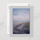 'Strand met hek en duinen bij dageraad' Briefkaart (Voorkant / Achterkant)