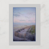 'Strand met hek en duinen bij dageraad' Briefkaart (Voorkant)