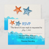 Strand met het Huwelijk RSVP van de Zeester Kaartje (Voorkant / Achterkant)