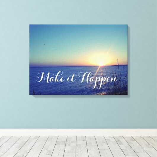 Strand met Inspirerend Quote Canvas Afdruk (Insitu (Houten vloer))