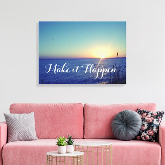 Strand met Inspirerend Quote Canvas Afdruk (Insitu (Woonkamer))
