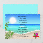 Strand met kleurrijke zeester Vrijgezellenfeest ui Kaart (Voorkant / Achterkant)