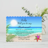 Strand Met Kleurrijke Zeesterren Bruidsmeisje Kaar Kaart (Staand voorkant)