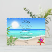 Strand Met Kleurrijke Zeesterren Trouwgetuige Kaar Kaart (Staand voorkant)