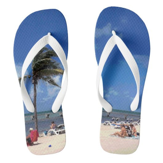 Strand met kokospalm teenslippers (Voetbed)