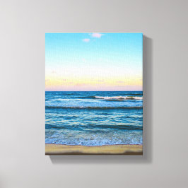 Strand met licht golvend beeld op canvas afdruk