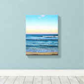 Strand met licht golvend beeld op canvas afdruk (Insitu (Houten vloer))